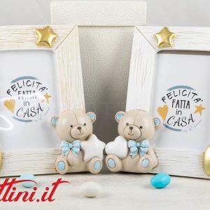 Portafoto Grande Orso Teo celeste con CONFEZIONE