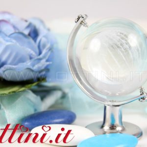 Mappamondo H6 in Vetro e Silver con confezione omaggio