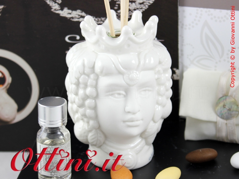 Diffusore Testa di Moro Grande Bianca con Kit Essenza