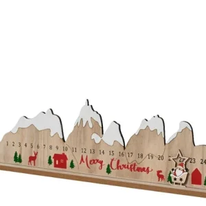 Calendario dell'Avvento con Babbo Natale in Legno L 45 x H 13 Cm