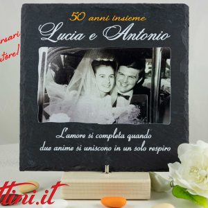 Ardesia Personalizzata con Fotografia e Dedica – cm 20×20