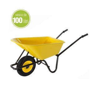 Carriola edilizia Vasca in PVC struttura in acciaio ruota pneumatica 150kg 100lt