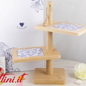 Alzata Antipastiera 2 Piani Maiolica Fregio – D9022 Cuorematto