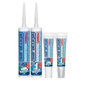 Silicone Sigillante antimuffa FungHalt Saratoga Bianco Trasparente per Sanitari Bagni e Cucine